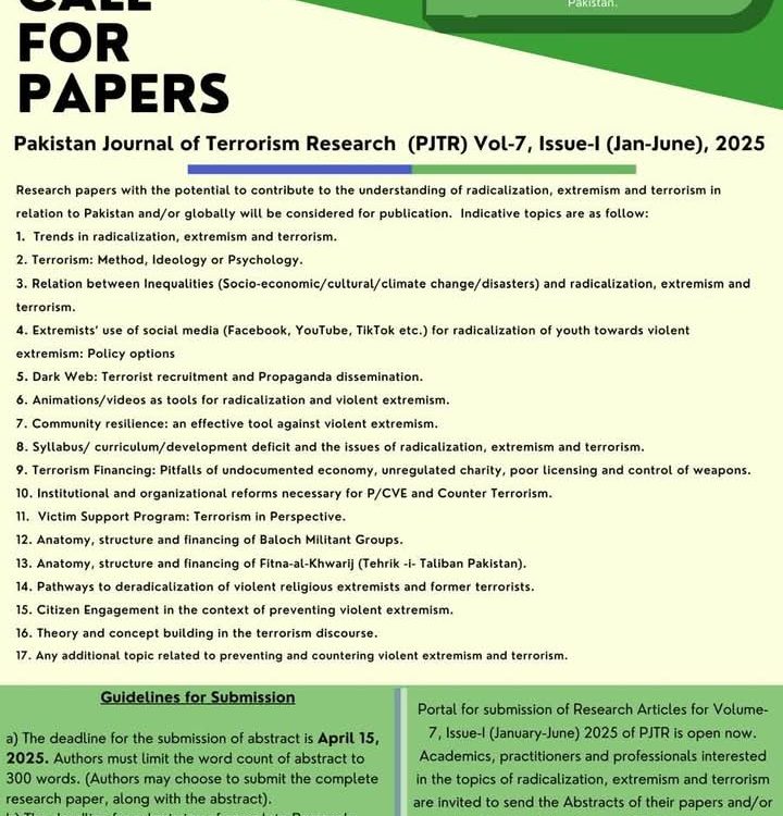 Call for Papers (PJTR), Vol-7, Issue-I (Jan-June), 2025